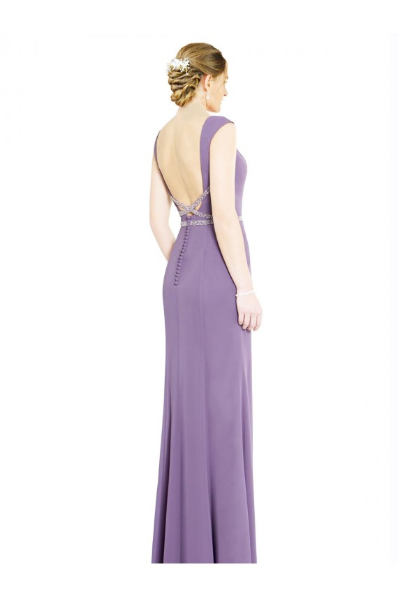 High Neck Long Soft Chiffon Dark Lavender Sleeveless Formal Dress / Bridesmaid Dress Victoria