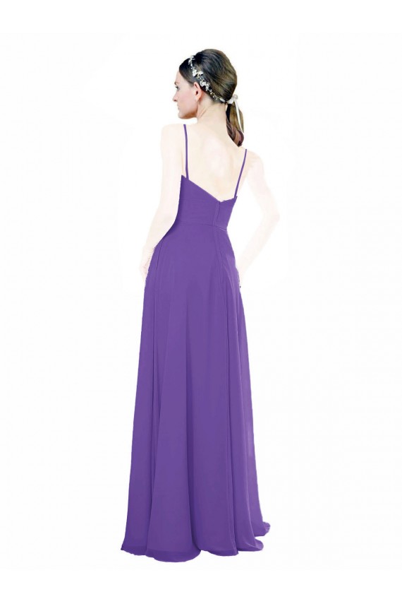 V-Neck Long Soft Chiffon Purple Sleeveless Bridesmaid Dress Victoria