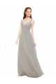 V-Neck Long Soft Chiffon Silver Sleeveless Bridesmaid Dress Victoria