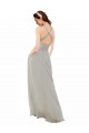 V-Neck Long Soft Chiffon Silver Sleeveless Bridesmaid Dress Victoria