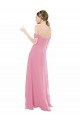 Sweetheart Long Soft Chiffon Skin Pink Cap Sleeves Formal Dress / Bridesmaid Dress Victoria