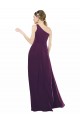 One Shoulder Long Chiffon Grape Sleeveless Bridal Party Dress / Evening Dress Victoria
