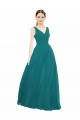 V-Neck Long Chiffon Hunter Sleeveless Bridesmaid Gowns Victoria