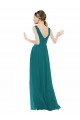 V-Neck Long Chiffon Hunter Sleeveless Bridesmaid Gowns Victoria