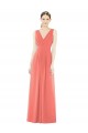 V-Neck Long Soft Chiffon Coral A-Line Sleeveless Bridesmaid Dress Victoria