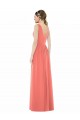 V-Neck Long Soft Chiffon Coral A-Line Sleeveless Bridesmaid Dress Victoria