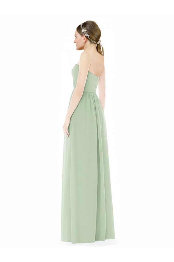 Strapless Long Soft Chiffon Sage Sleeveless Semi Formal Evening Dress / Bridesmaid Dress Victoria