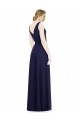 Cowl Neck Long Soft Chiffon Dark Navy Sleeveless Bridesmaid Dress Victoria