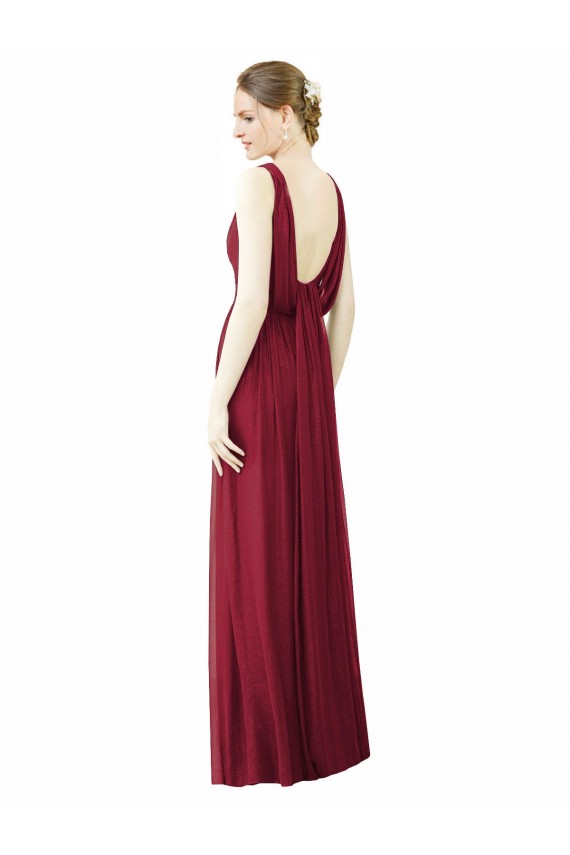 V-Neck Long Soft Chiffon Burgundy Sleeveless Bridesmaid Dress / Formal Dress Victoria
