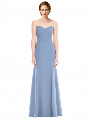 Strapless Long Soft Chiffon Dusty Blue Mermaid Sleeveless Bridesmaid Dress Victoria