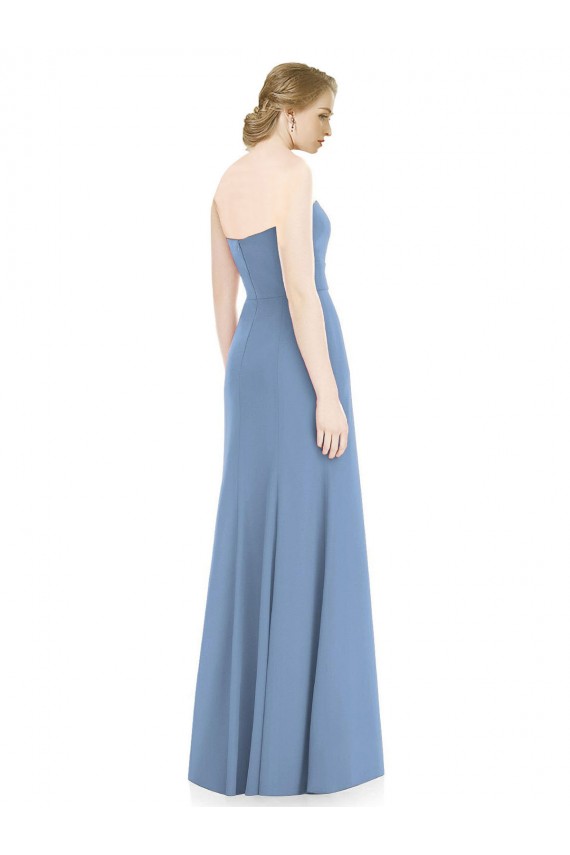 Strapless Long Soft Chiffon Dusty Blue Mermaid Sleeveless Bridesmaid Dress Victoria