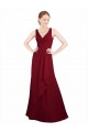 V-Neck Long Chiffon Burgundy Sleeveless Bridesmaid Dress / Evening Dress Victoria
