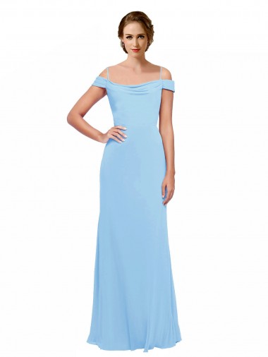 Spaghetti Straps Long Soft Chiffon Periwinkle Sleeveless Bridesmaid Dress Victoria
