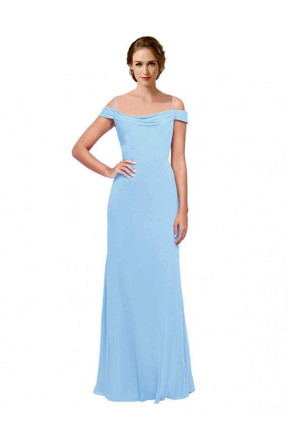 Spaghetti Straps Long Soft Chiffon Periwinkle Sleeveless Bridesmaid Dress Victoria