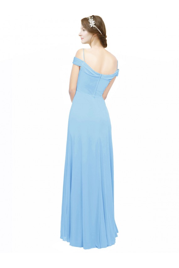 Spaghetti Straps Long Soft Chiffon Periwinkle Sleeveless Bridesmaid Dress Victoria