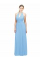 Halter Neck Long Soft Chiffon Periwinkle Sleeveless Bridesmaid Dress Victoria
