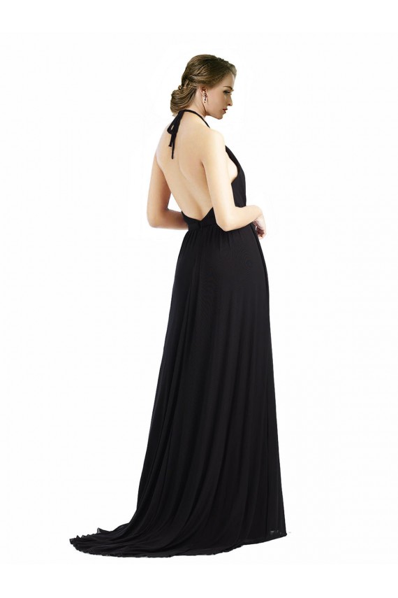 Halter Neck Long Soft Chiffon Oyster Silver Sleeveless Bridesmaid Dress Victoria