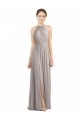 Halter Neck Long Soft Chiffon Oyster Silver Sleeveless Bridesmaid Dress Victoria