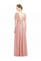 V-Neck Long Soft Chiffon Bliss Pink Short Sleeves Bridesmaid Dress / Formal Dress Victoria