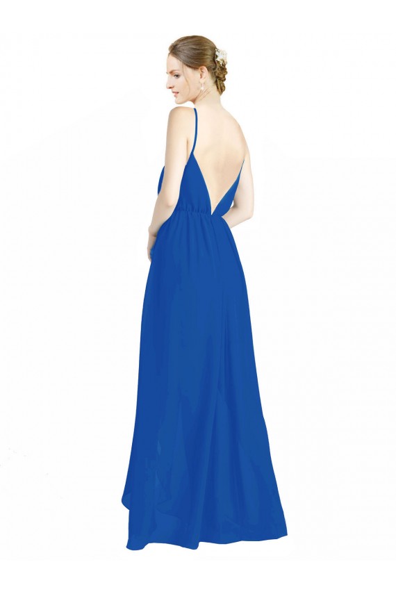 V-Neck Long Luxe Chiffon Royal Blue Sleeveless Bridesmaid Dress Victoria