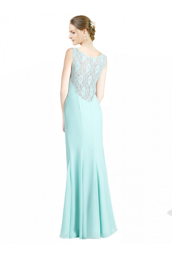 V-Neck Long Soft Chiffon & Lace Waterfall Sleeveless Bridesmaid Dress Victoria