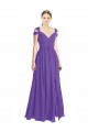 Sweetheart Long Soft Chiffon Purple Cap Sleeves Bridesmaid Dress Victoria
