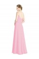 Spaghetti Straps Long Soft Chiffon Barely Pink Sleeveless Bridesmaid Dress Victoria