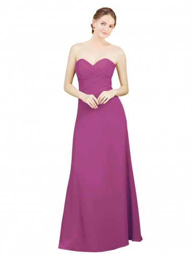 Sweetheart Long Soft Chiffon Wild Berry Sleeveless Bridesmaid Dress Victoria
