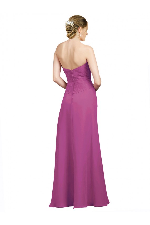 Sweetheart Long Soft Chiffon Wild Berry Sleeveless Bridesmaid Dress Victoria