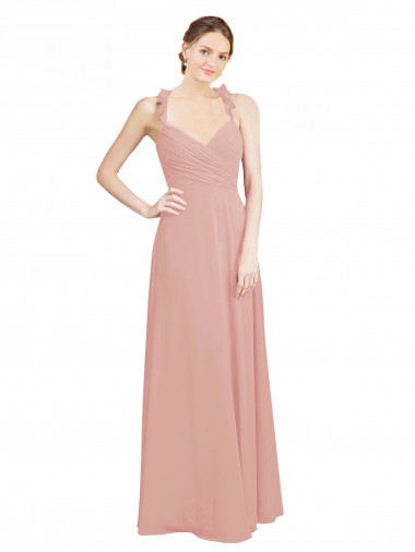 Sweetheart Long Chiffon Bliss Pink Sleeveless Bridesmaid Dress / Evening Dress Victoria