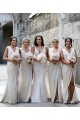 V-Neck Long Soft Chiffon Champagne Sleeveless Bridesmaid Dress Victoria