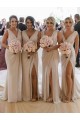 V-Neck Long Soft Chiffon Champagne Sleeveless Bridesmaid Dress Victoria