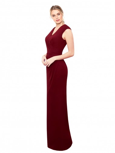 High Neck Long Soft Chiffon Burgundy Mermaid Sleeveless Prom Dress / Bridesmaid Dress Victoria
