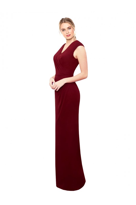 High Neck Long Soft Chiffon Burgundy Mermaid Sleeveless Prom Dress / Bridesmaid Dress Victoria