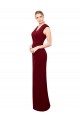 High Neck Long Soft Chiffon Burgundy Mermaid Sleeveless Prom Dress / Bridesmaid Dress Victoria