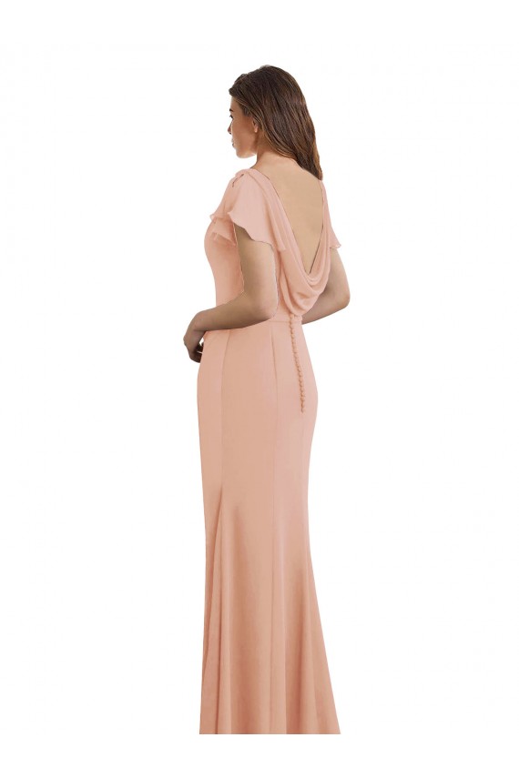 High Neck Long Soft Chiffon Bliss Pink Sleeveless Prom Dress / Bridesmaid Dress Victoria