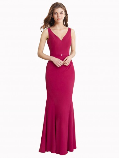High Neck Long Soft Chiffon Red Sleeveless Prom Dress / Bridesmaid Dress Victoria