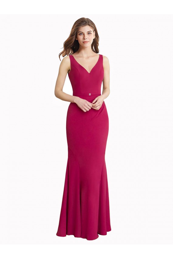 High Neck Long Soft Chiffon Red Sleeveless Prom Dress / Bridesmaid Dress Victoria
