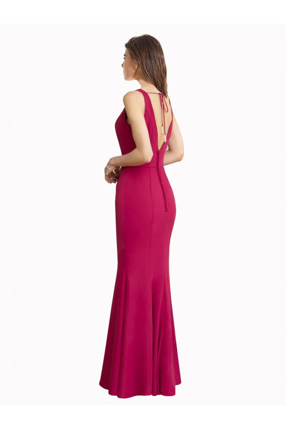 High Neck Long Soft Chiffon Red Sleeveless Prom Dress / Bridesmaid Dress Victoria