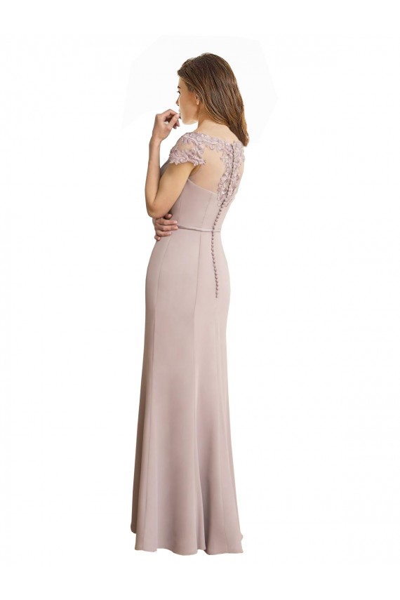 High Neck Long Soft Chiffon & Lace Cap Sleeves Formal Dress / Bridesmaid Dress Victoria
