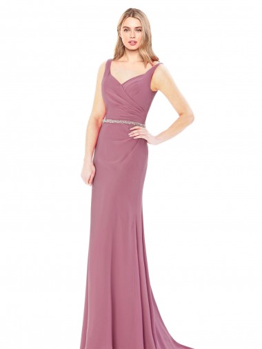 High Neck Long Soft Chiffon Sleeveless Prom Dress / Bridesmaid Dress Victoria