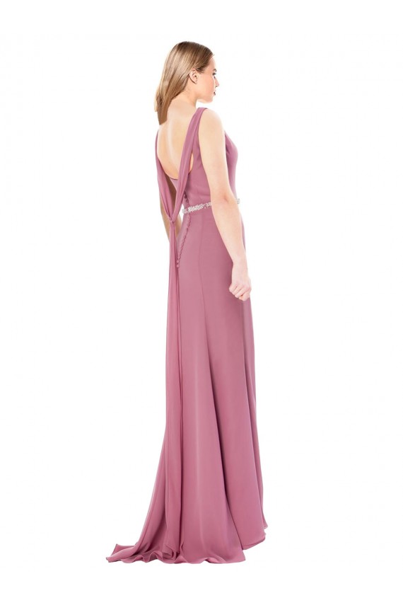 High Neck Long Soft Chiffon Sleeveless Prom Dress / Bridesmaid Dress Victoria