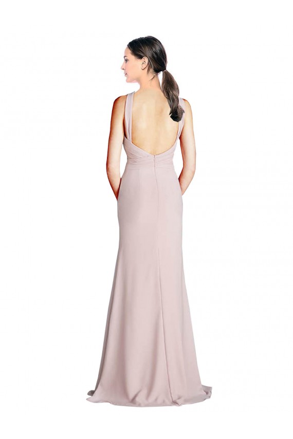 High Neck Long Soft Chiffon Sheath Sleeveless Bridesmaid Dress Victoria