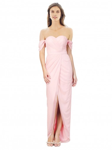 Strapless Soft Chiffon Pink Sleeveless High Low Bridesmaid Dress Victoria