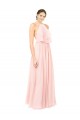 Halter Neck Long Soft Chiffon Pink Sleeveless Formal Dress / Bridesmaid Dress Victoria