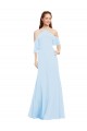 Halter Neck Long Soft Chiffon Light Sky Blue Cold Shoulder Formal Dress / Bridesmaid Dress Victoria