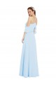 Halter Neck Long Soft Chiffon Light Sky Blue Cold Shoulder Formal Dress / Bridesmaid Dress Victoria