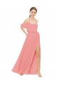 Off the Shoulder Long Soft Chiffon Watermelon Sleeveless Bridesmaid Dress Victoria