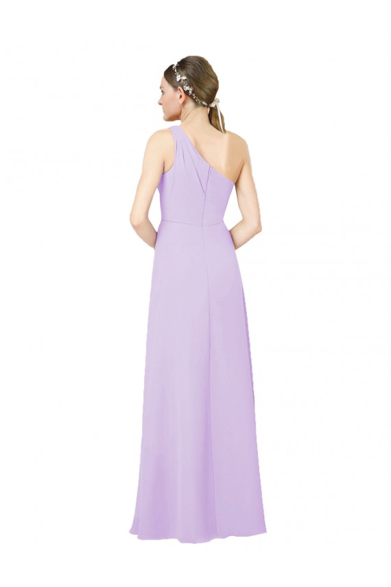 One Shoulder Long Soft Chiffon Lilac Sleeveless Formal Evening Gown / Bridesmaid Dress Victoria