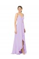 V-Neck Long Soft Chiffon Lilac Sleeveless High Low Bridesmaid Dress Victoria
